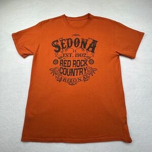 Mens "Sedona, Arizona Est. 1902 Red Rock Country" Graphic Tee Size Small Orange